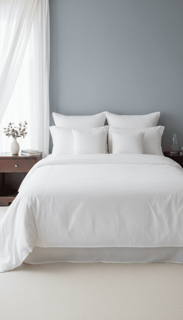 Freshly cleaned bedroom with crisp linens and dusted nightstands